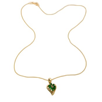 9ct gold Emerald/Diamond Pendant with chain